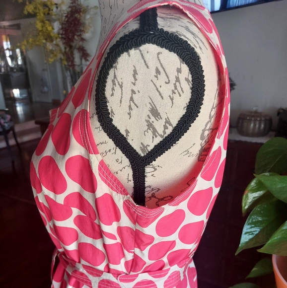 Banana Republic pink/ fushia Polka dot dress size 10 - Picture 4 of 11